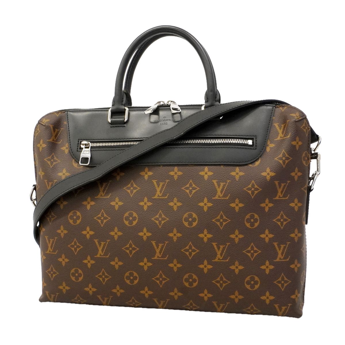 Louis Vuitton Business Bag Monogram Macassar Porte Documents Jour Brown Black