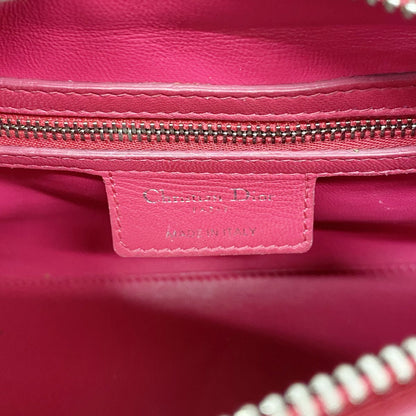 Dior Handbag Cannage Lady Canvas Leather Multicolor Silver 2-Way Bag — view 5