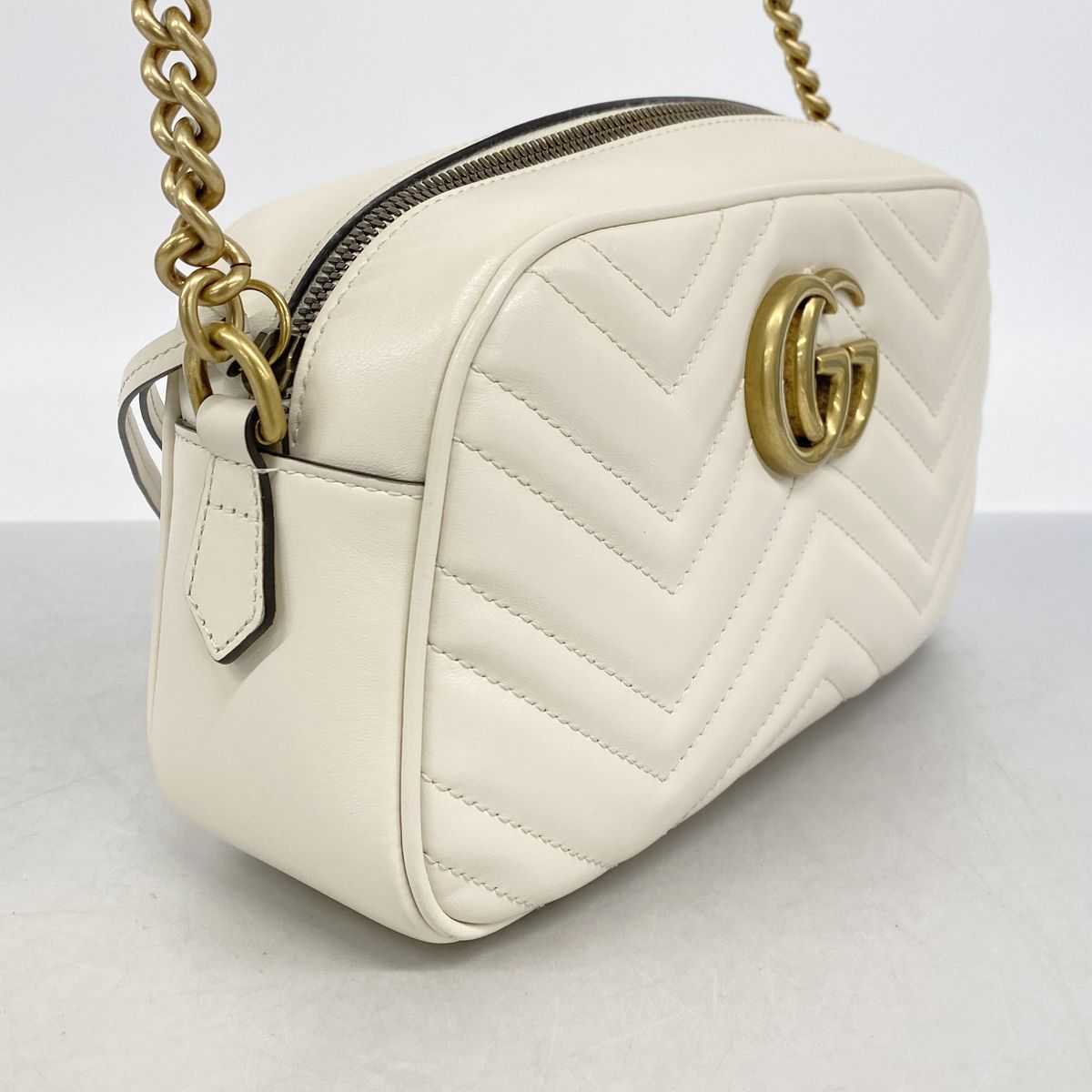 Gucci Shoulder Bag GG Marmont Leather Ivory Gold — view 2