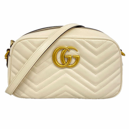 Gucci Shoulder Bag GG Marmont Leather Ivory Gold