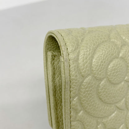 Chanel Wallet Camellia Caviar Leather Green Silver — view 7