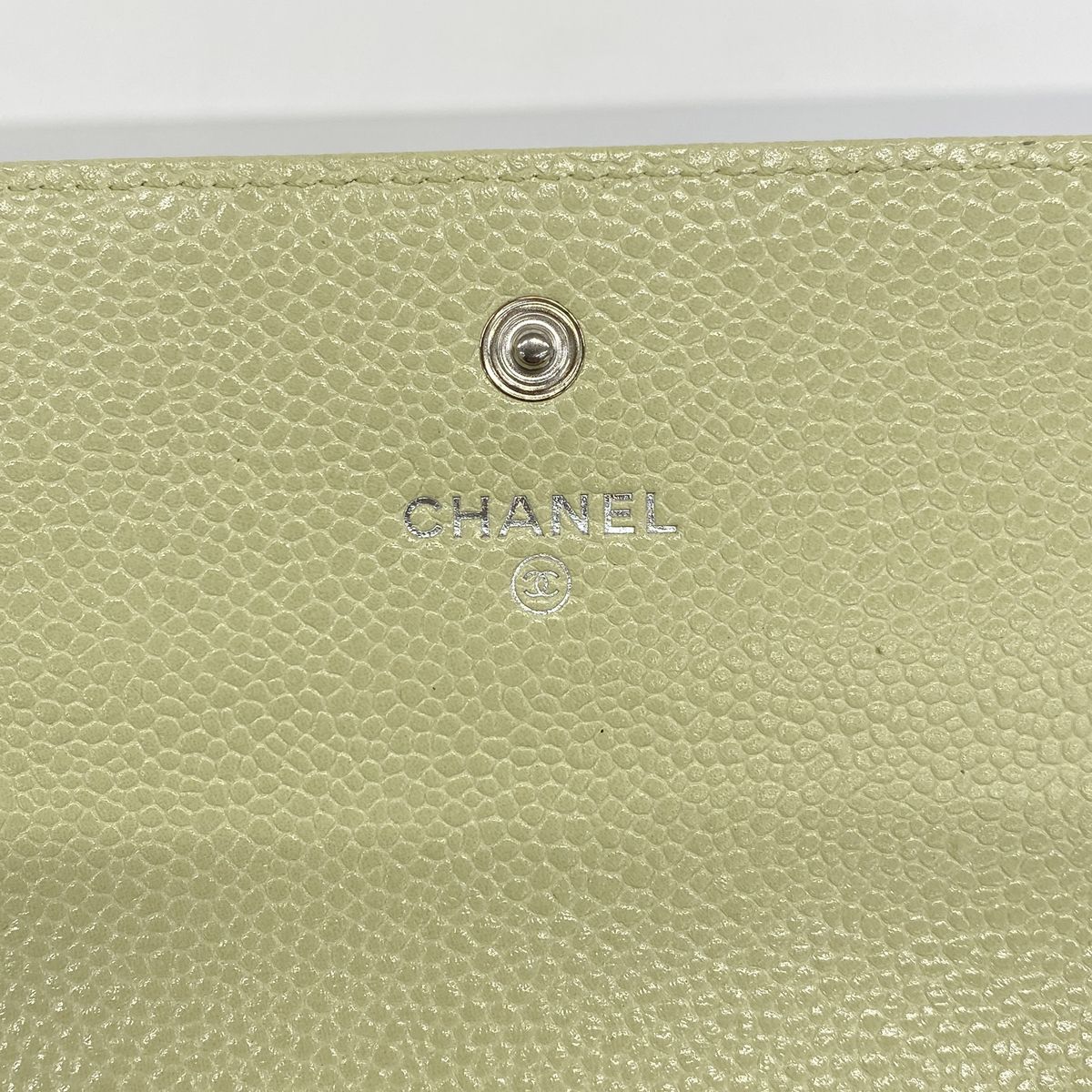 Chanel Wallet Camellia Caviar Leather Green Silver — view 4