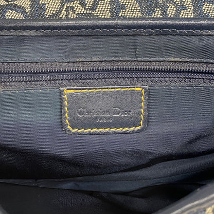 Dior Handbag Trotter Saddle Canvas Navy Beige Gold — view 5