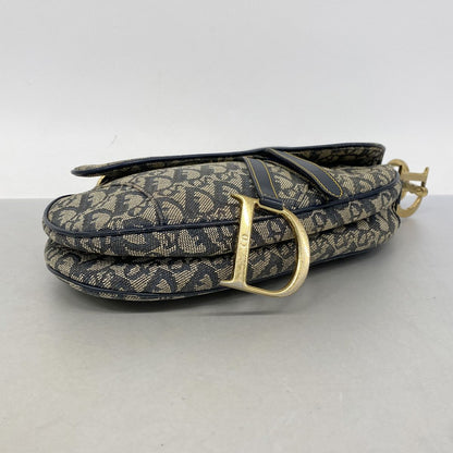 Dior Handbag Trotter Saddle Canvas Navy Beige Gold — view 3