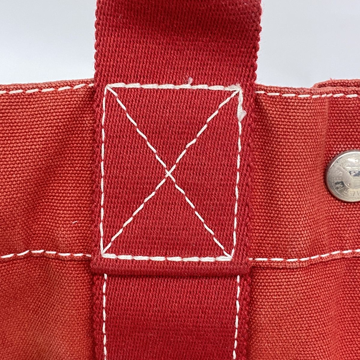 Hermes Tote Bag Deauville PM Canvas Red Silver — view 7