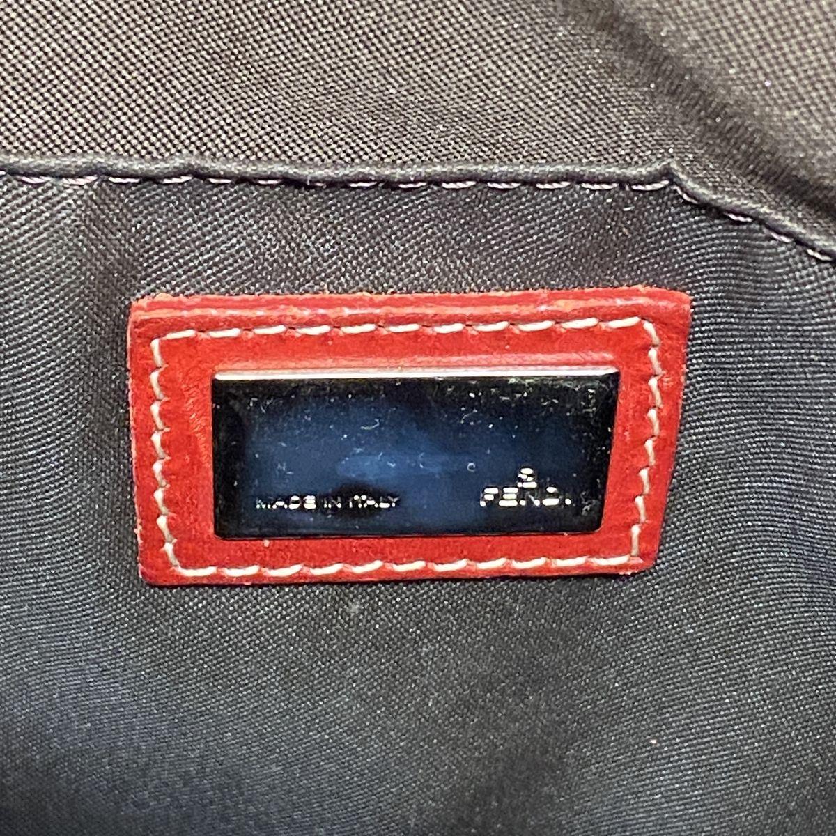 Fendi Tote Bag Zucca Nylon Canvas Brown Red Silver — view 5