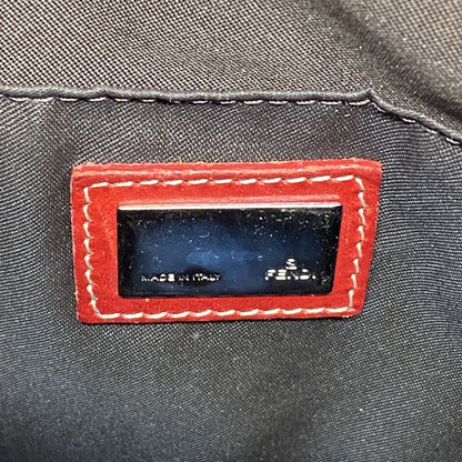 Fendi Tote Bag Zucca Nylon Canvas Brown Red Silver — view 5