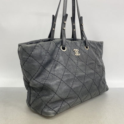 Chanel Tote Bag on the Road Leather Black Silver — view 2
