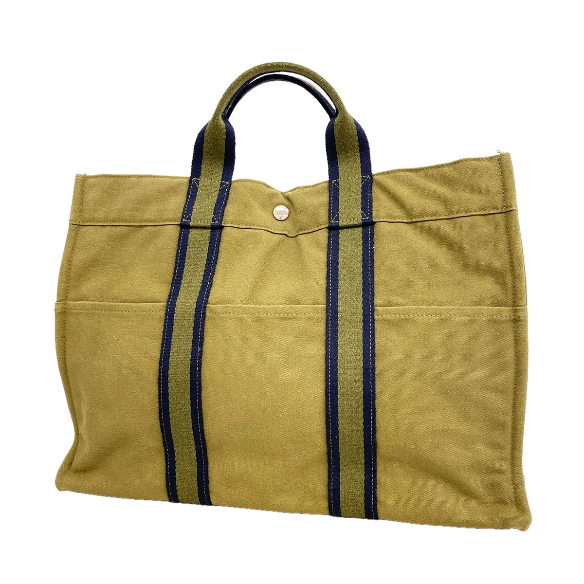 Hermes Tote Bag Fourre Tout MM Canvas Khaki Silver