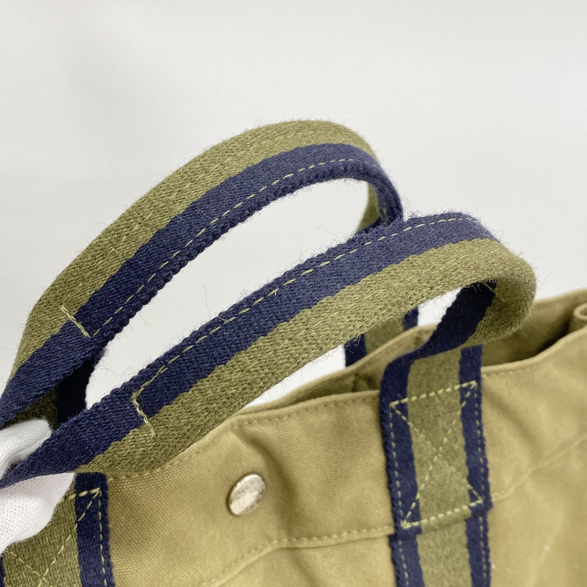 Hermes Tote Bag Fourre Tout MM Canvas Khaki Silver — view 8