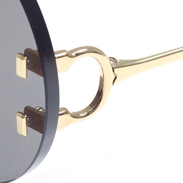 Cartier Decor C Sunglasses 001 Gray Gold Black Round Rimless Eyewear — view 3