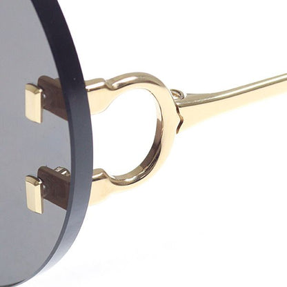 Cartier Decor C Sunglasses 001 Gray Gold Black Round Rimless Eyewear — view 3