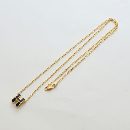 Hermes Necklace Mini Pop H Rocabar Black Gold H Logo Pendant — view 2