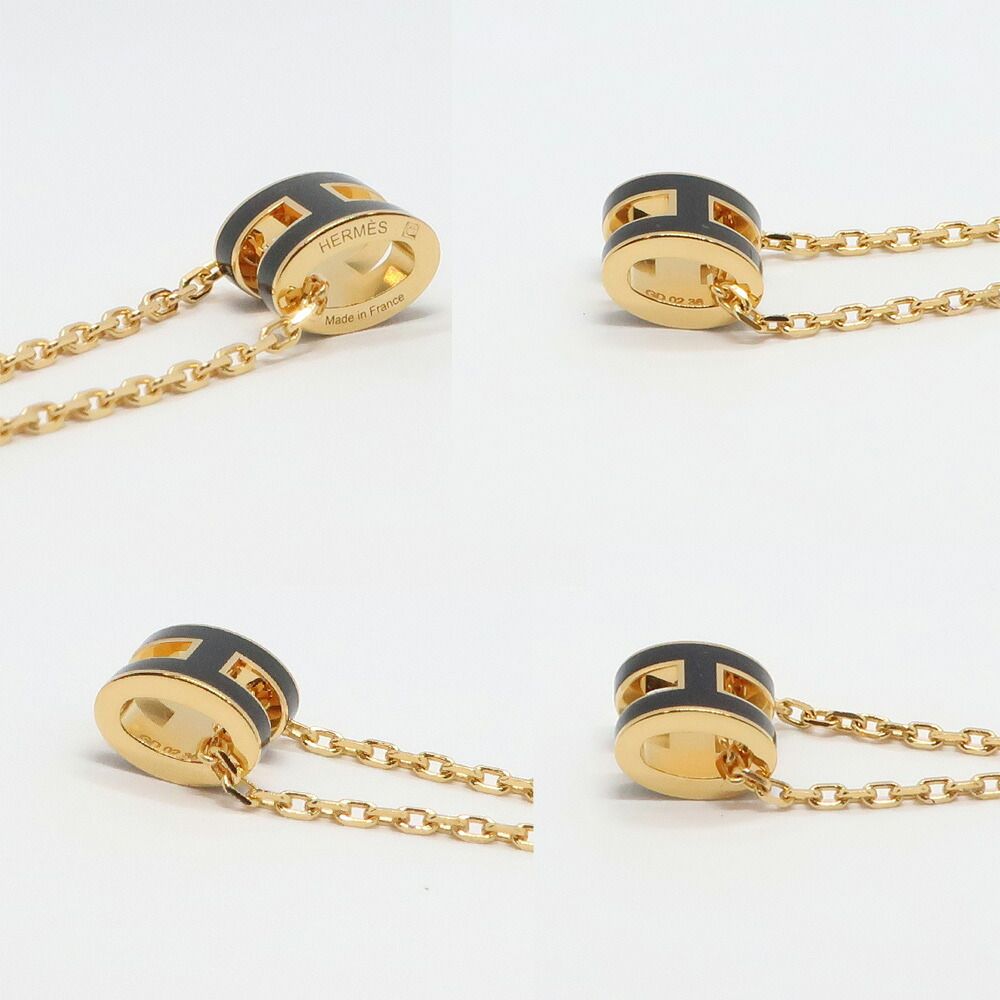 Hermes Necklace Mini Pop H Rocabar Black Gold H Logo Pendant — view 5