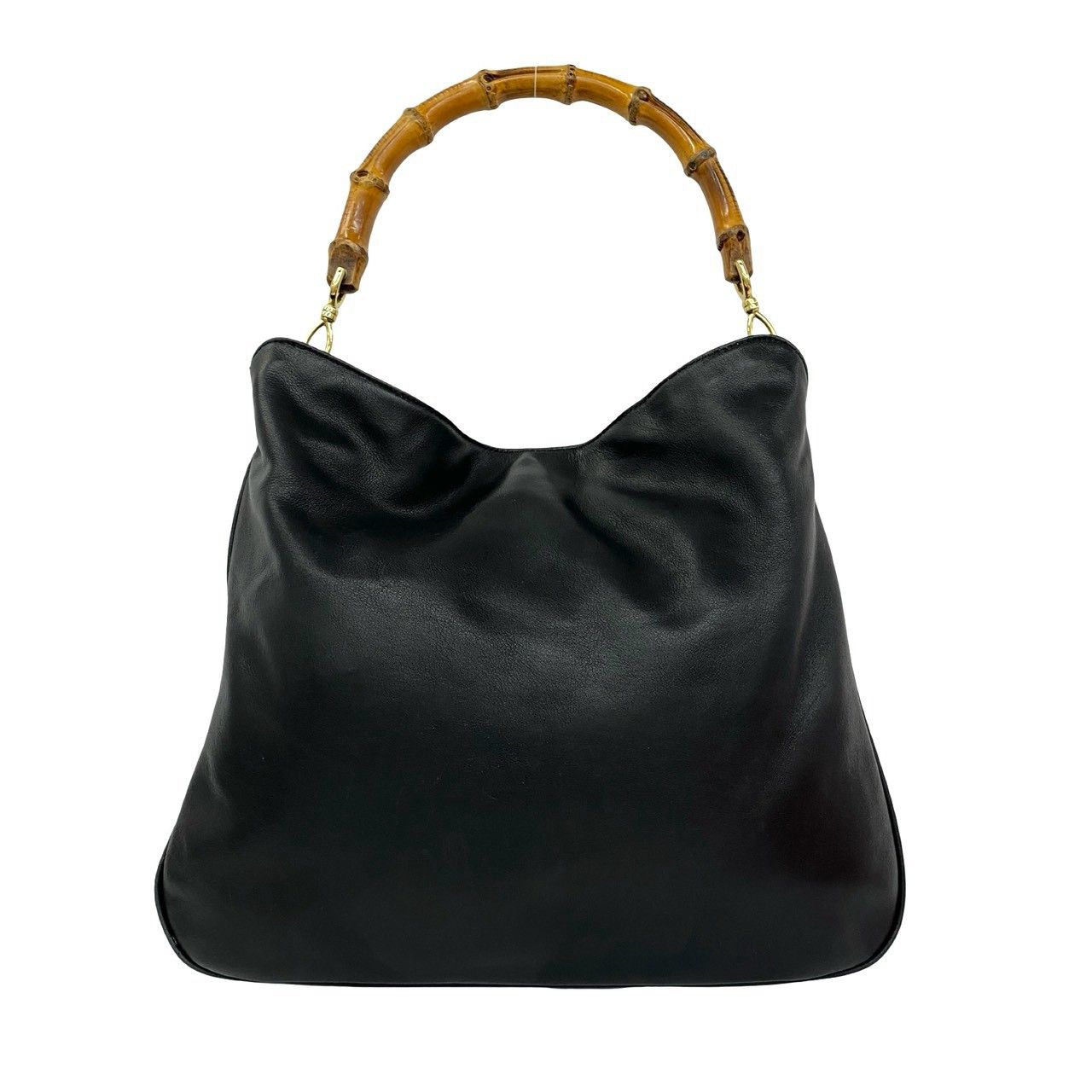 Gucci Vintage Gucci Bamboo Leather 2-Way Shoulder Bag Tote Black — view 3