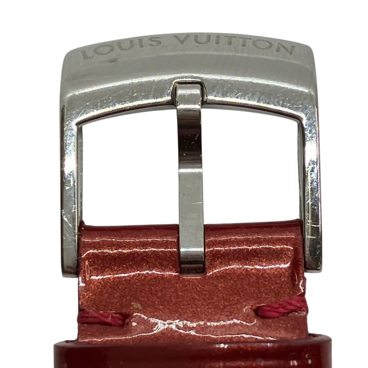Louis Vuitton Tambour Forever Rug Diamond Watch SS Leather Quartz Red Dial — view 6