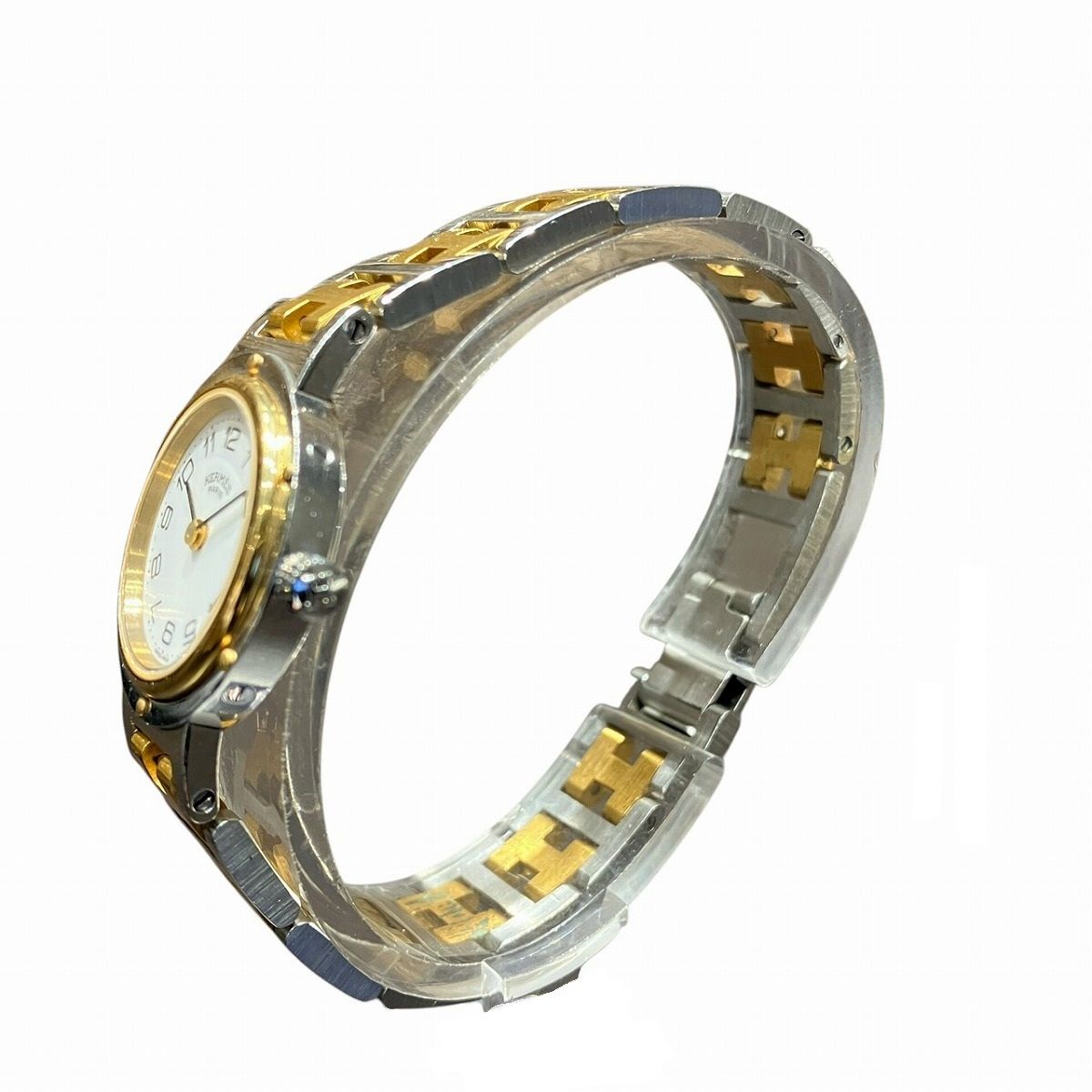 Hermes Clipper Watch Gross SS Quartz White Dial — view 2