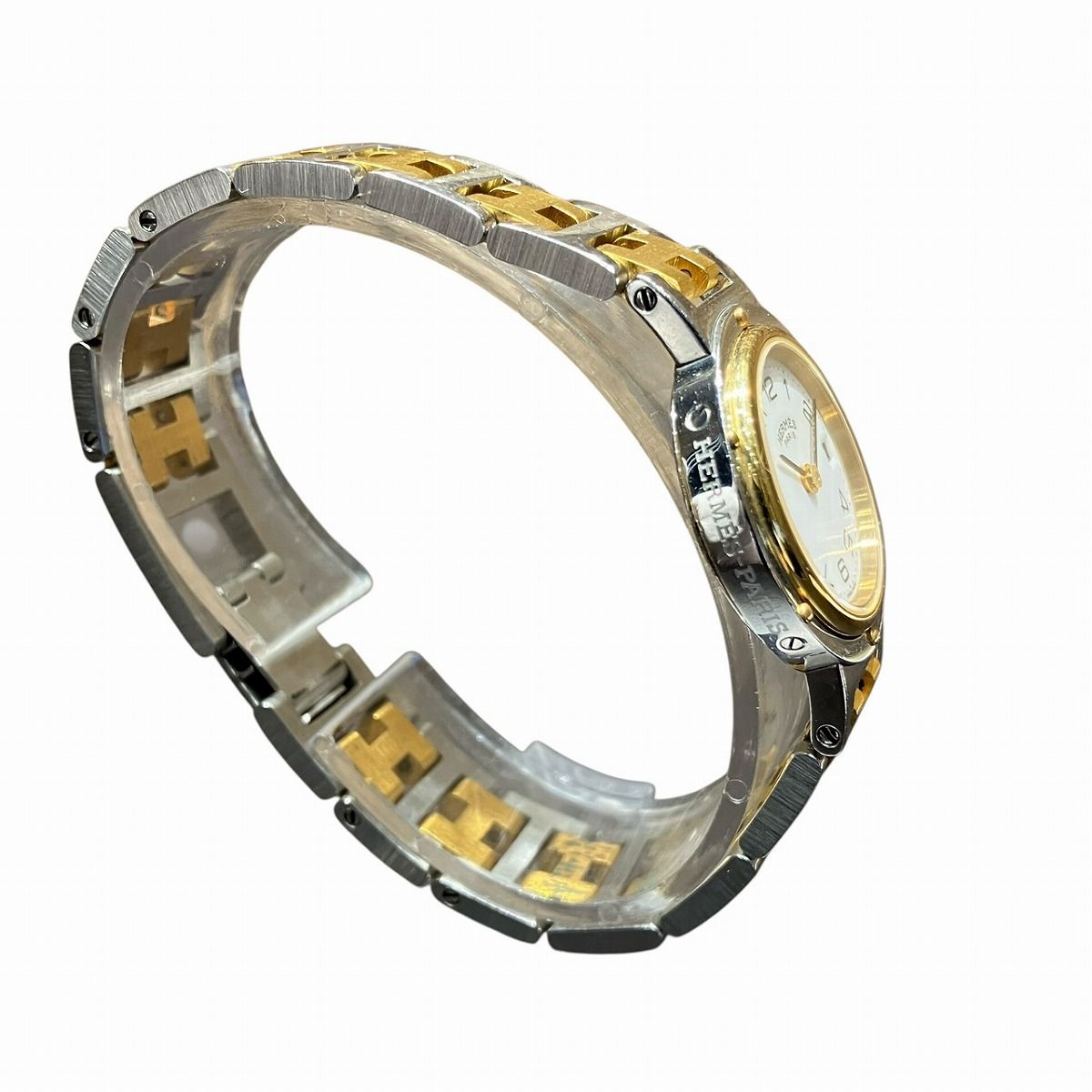Hermes Clipper Watch Gross SS Quartz White Dial — view 3