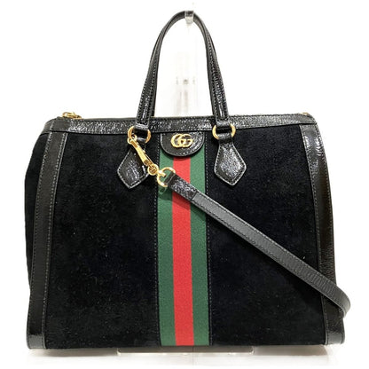 Gucci Ophidia Sherry Line Handbag Suede Leather