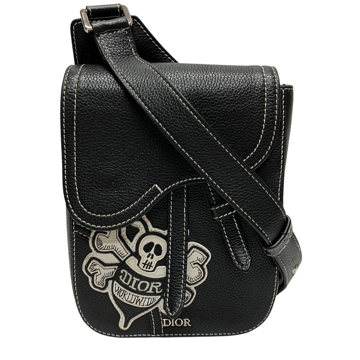 Dior Shawn Stussy Collaboration Saddle Bee Pouch Shoulder Bag Leather