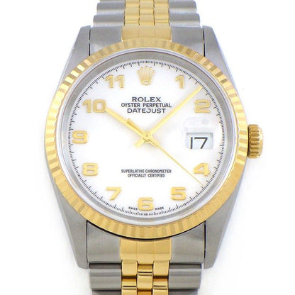 Rolex Watch Datejust Arabic Index White Dial 18k Yellow Gold SS Automatic