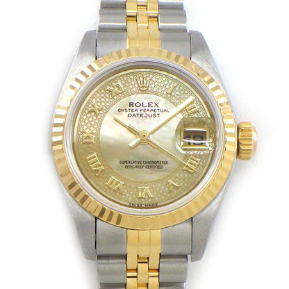 Rolex Watch Datejust Yellow Shell Dial Roman Index Date 18k Gold SS Automatic