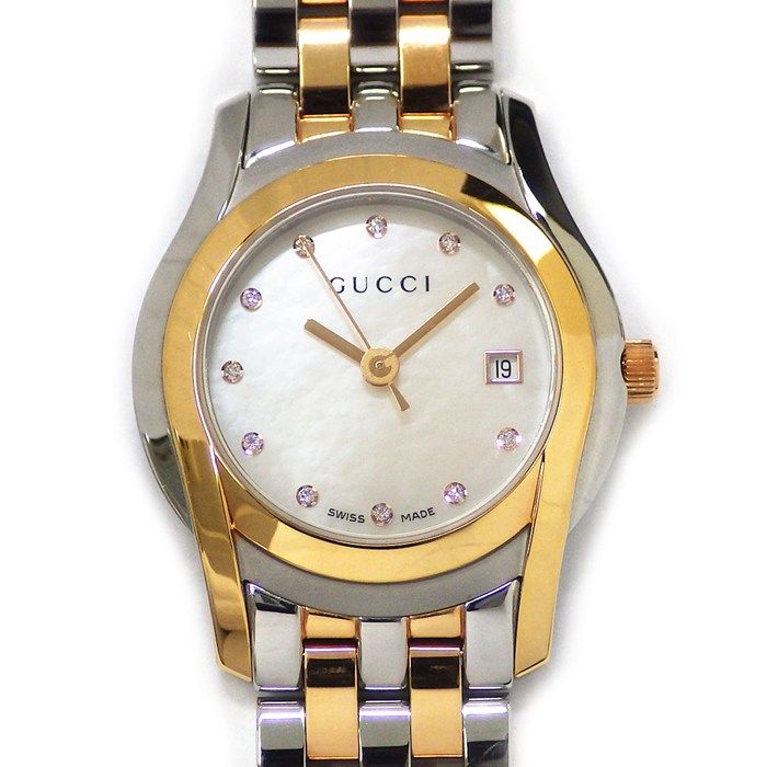 Gucci Watch G-Class White Shell Dial Diamond Index SS Quartz Analog