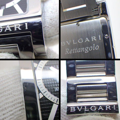 Bvlgari Watch Rettangolo Rectangular Black Dial Date SS Automatic — view 6