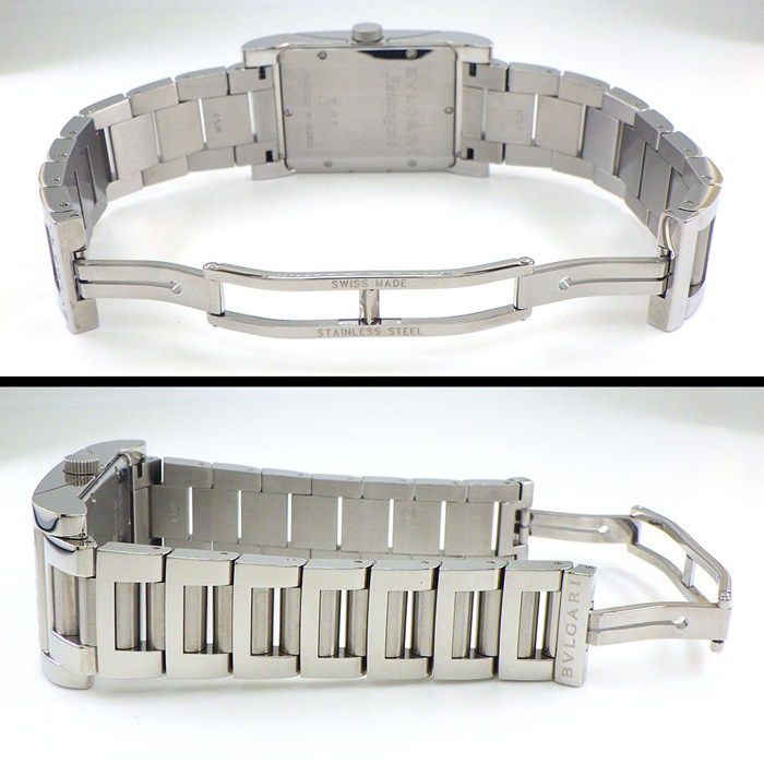 Bvlgari Watch Rettangolo Rectangular Black Dial Date SS Automatic — view 3