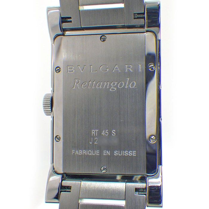 Bvlgari Watch Rettangolo Rectangular Black Dial Date SS Automatic — view 4