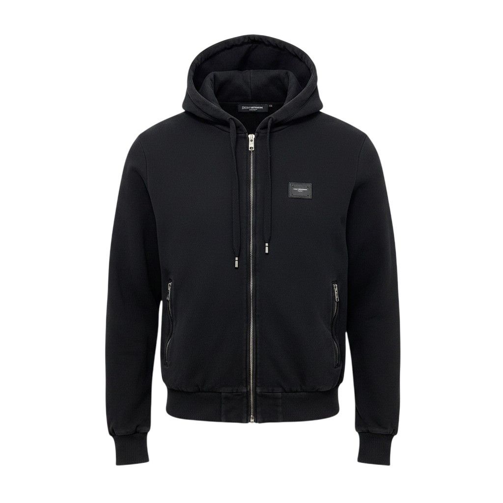 Dolce & Gabbana Pullover Hoodie Logo Plate Black