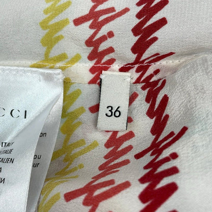 Gucci Long Sleeve Shirt Blouse S Ivory Green Multi — view 6