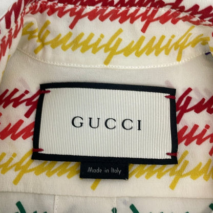 Gucci Long Sleeve Shirt Blouse S Ivory Green Multi — view 3