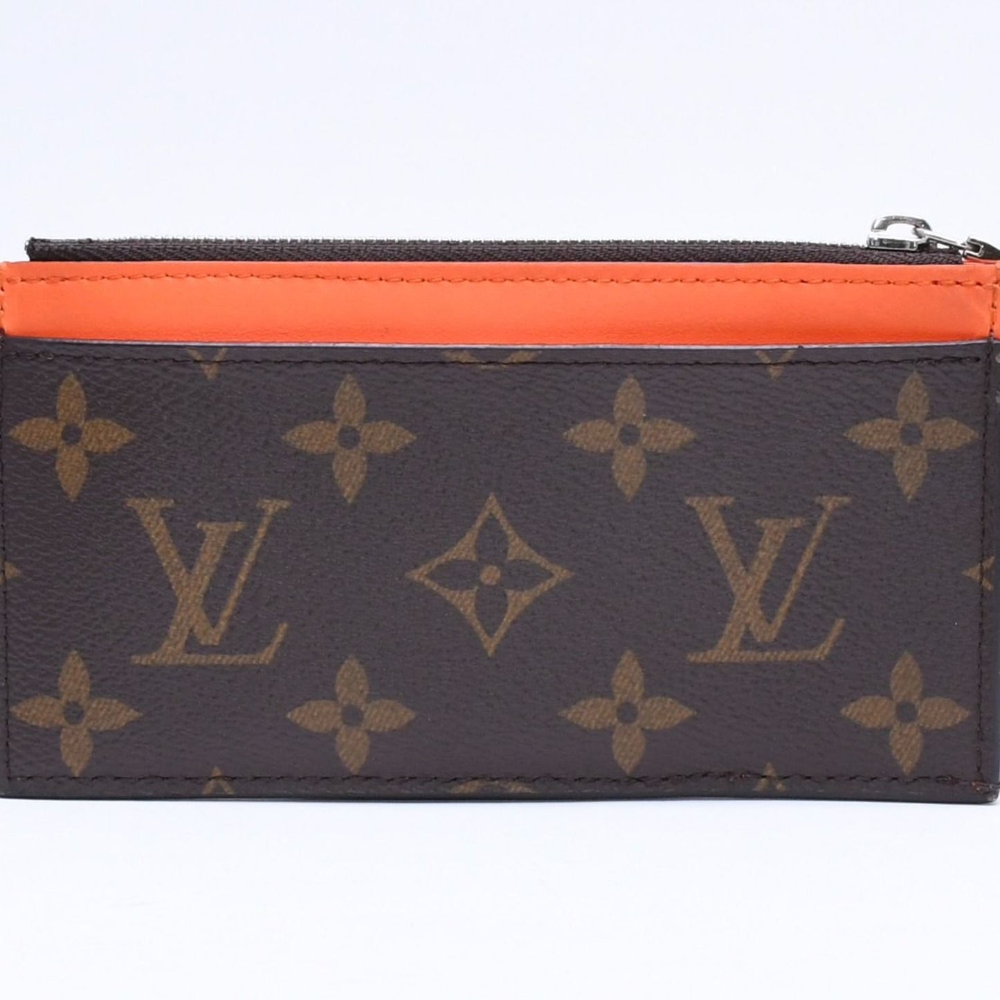 Louis Vuitton Coin Card Holder Case Monogram Brown Orange Silver — view 3