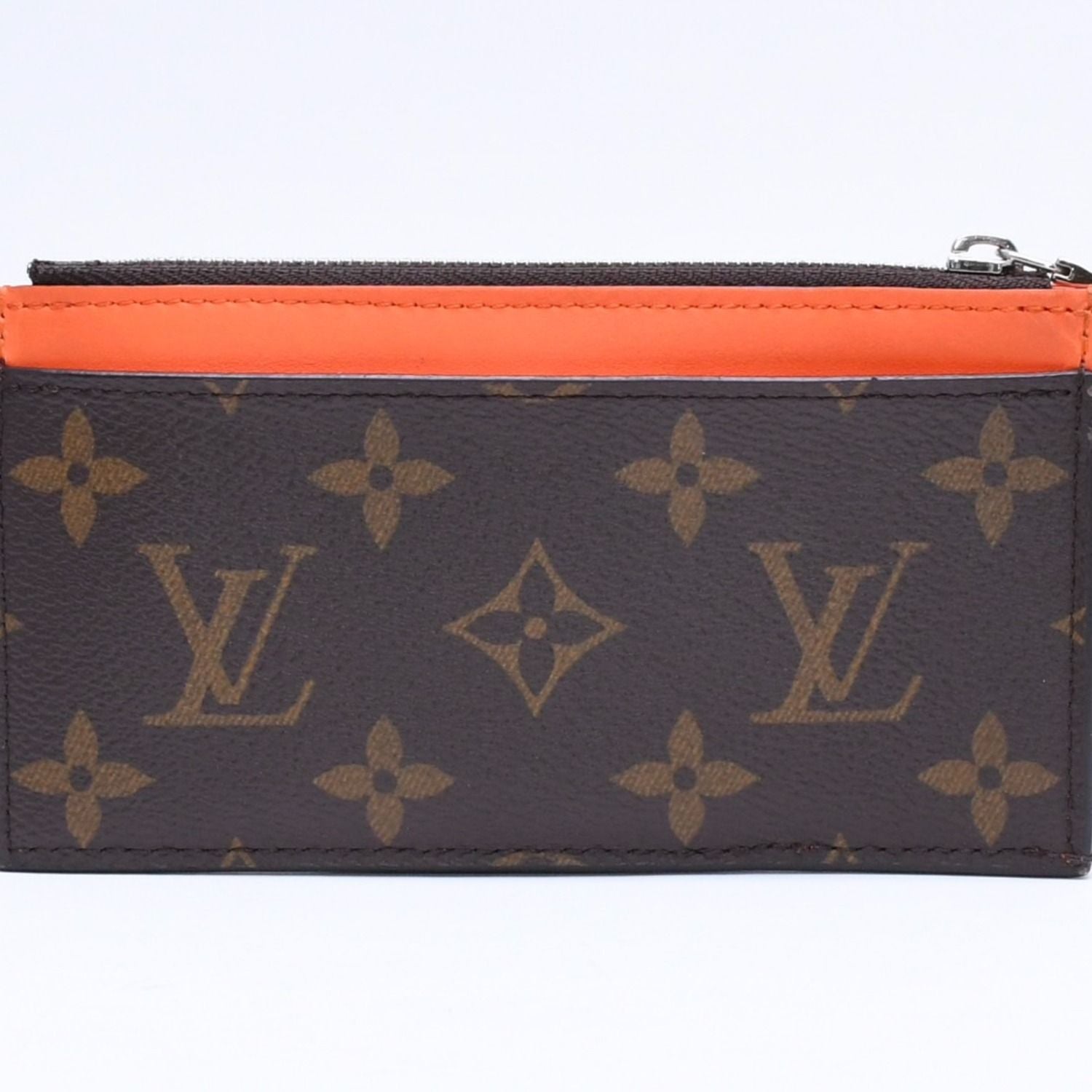 Louis Vuitton Coin Card Holder Case Monogram Brown Orange Silver — view 3