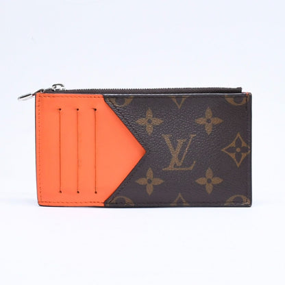 Louis Vuitton Coin Card Holder Case Monogram Brown Orange Silver — view 2