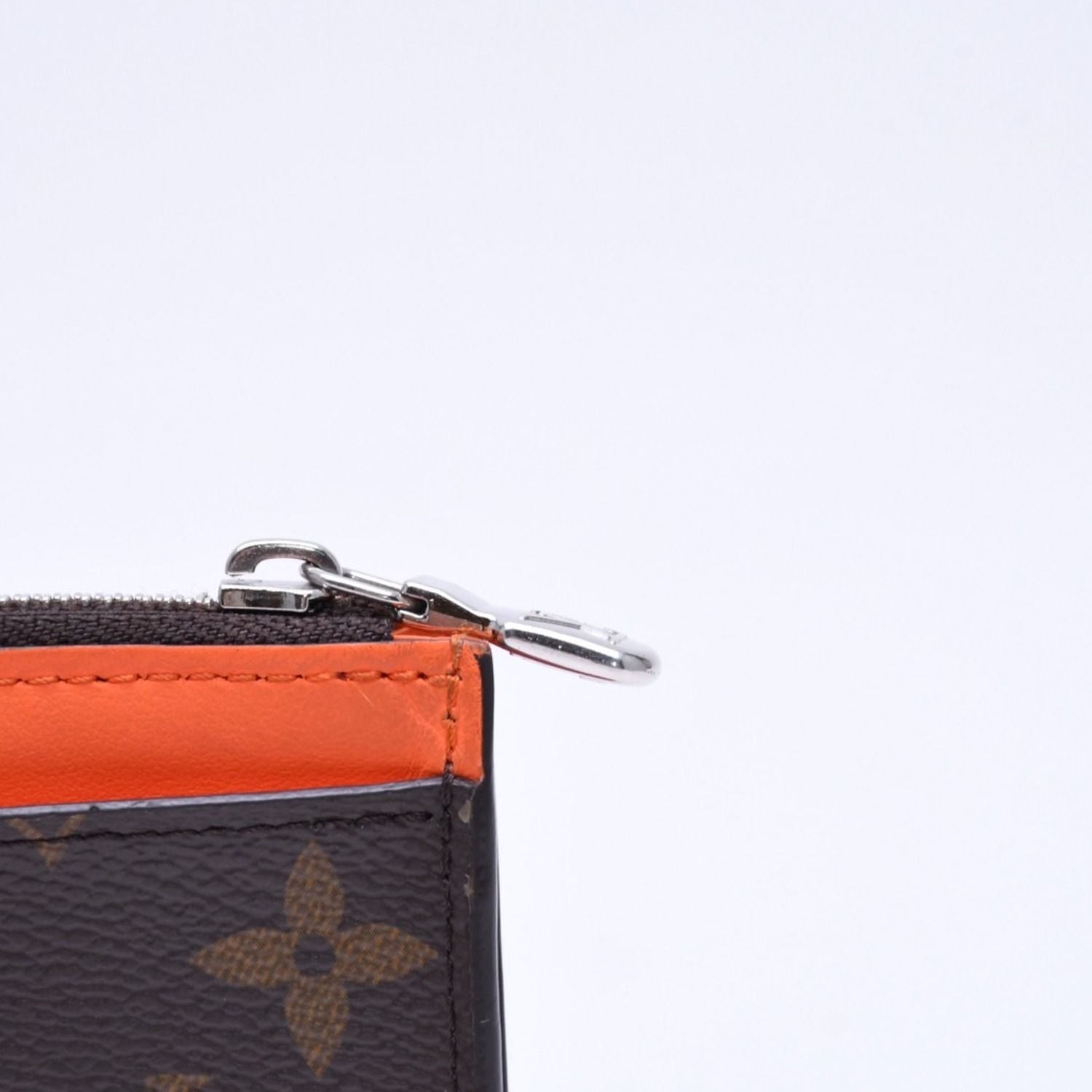 Louis Vuitton Coin Card Holder Case Monogram Brown Orange Silver — view 8
