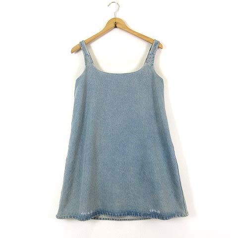 Prada Organic Denim Mini Dress Sleeveless Triangle Logo Metal S Light Blue 36 — view 3