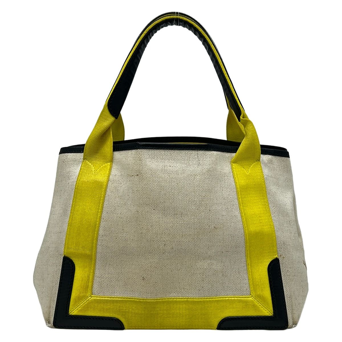 Balenciaga Tote Bag Navy Cabas S Ivory Yellow Black Leather — view 3