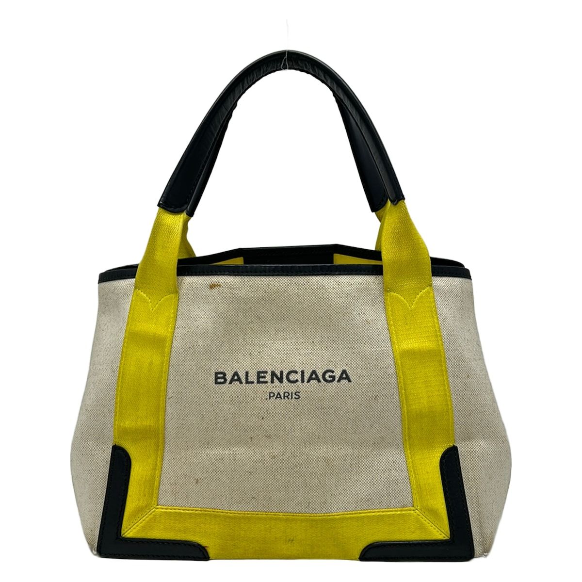 Balenciaga Tote Bag Navy Cabas S Ivory Yellow Black Leather