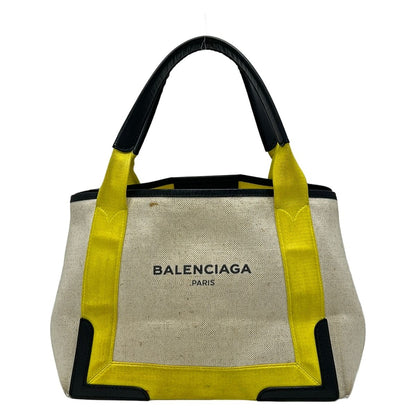 Balenciaga Tote Bag Navy Cabas S Ivory Yellow Black Leather