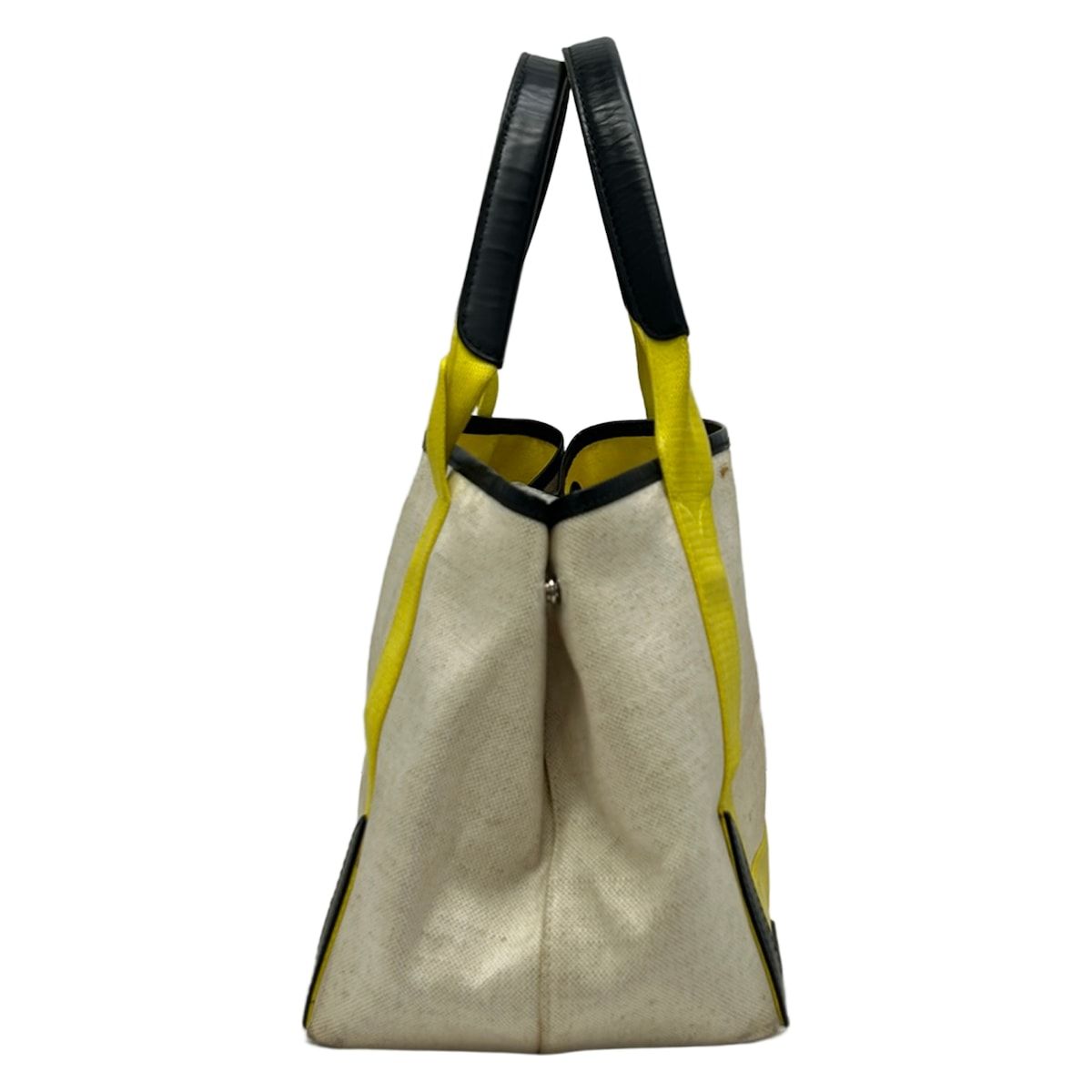 Balenciaga Tote Bag Navy Cabas S Ivory Yellow Black Leather — view 2