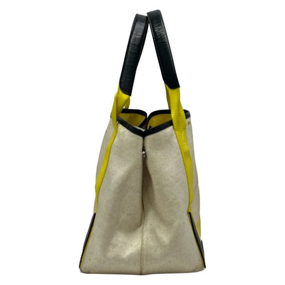 Balenciaga Tote Bag Navy Cabas S Ivory Yellow Black Leather — view 2