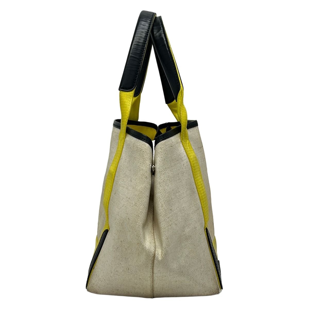 Balenciaga Tote Bag Navy Cabas S Ivory Yellow Black Leather — view 4