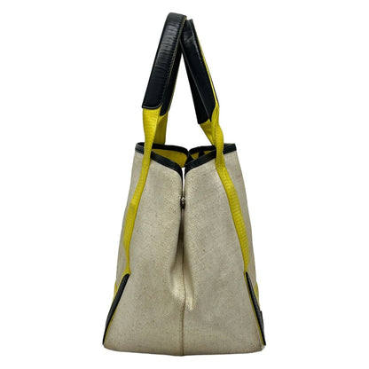 Balenciaga Tote Bag Navy Cabas S Ivory Yellow Black Leather — view 4