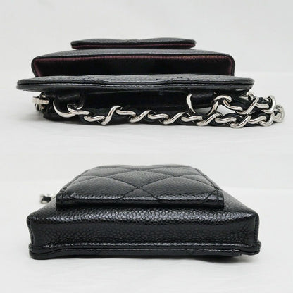 Chanel Chain Phone Case Shoulder Bag Quilted Black Silver — view 3