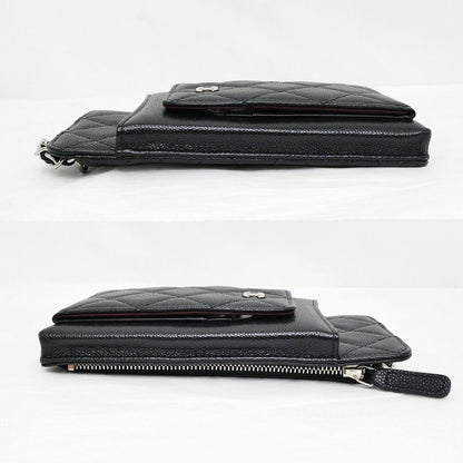 Chanel Chain Phone Case Shoulder Bag Quilted Black Silver — view 4