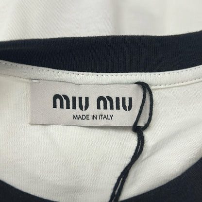 Miu Miu Short Sleeve T-Shirt White Black Crew Neck Length XS — view 3