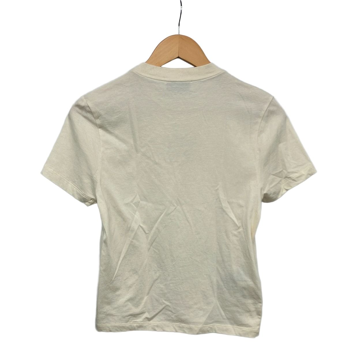 Miu Miu Short Sleeve T-Shirt Ivory Pink Crew Neck Rhinestone XS — view 2