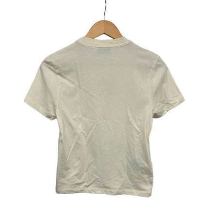 Miu Miu Short Sleeve T-Shirt Ivory Pink Crew Neck Rhinestone XS — view 2